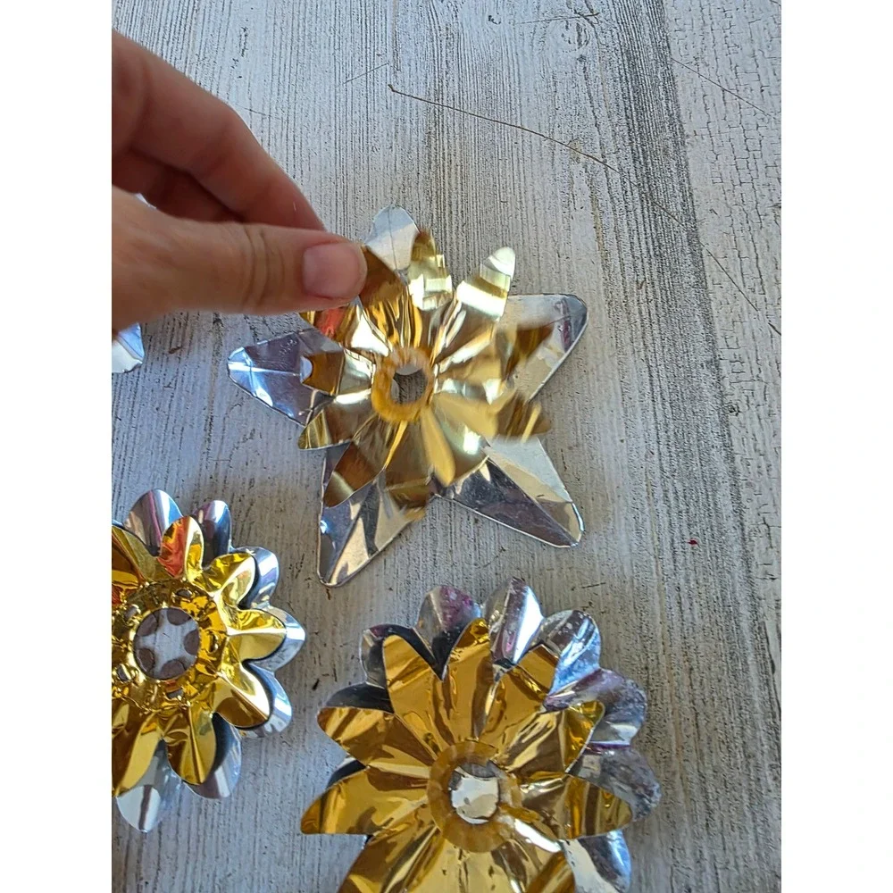 Vintage gold reflector foil ornament holder Xmas decor
